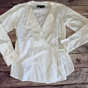 Derek Lam New York Women's Cotton Poplin Wrap Tie Blouse Shirt White 2. 1293